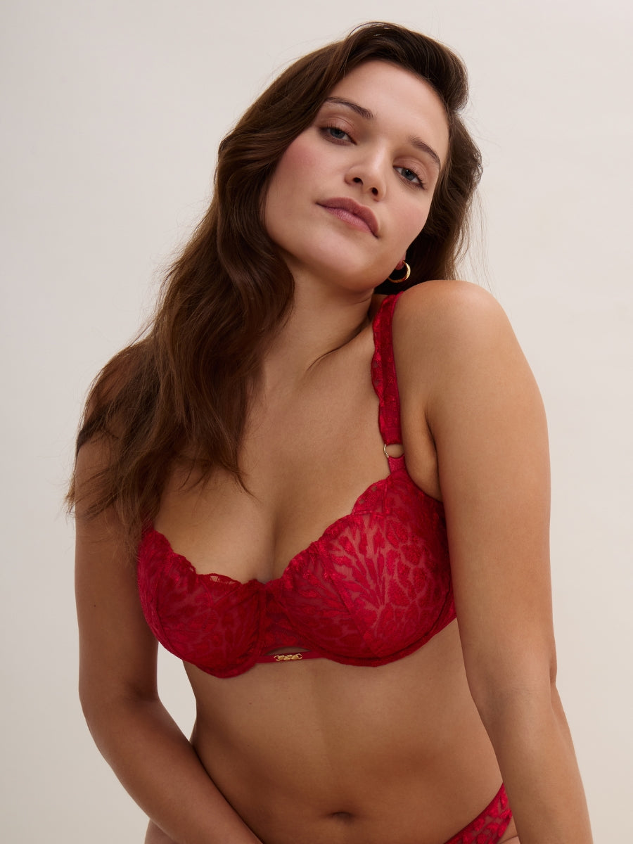 Crazy In Love Half Cup Bra - Red Delight
