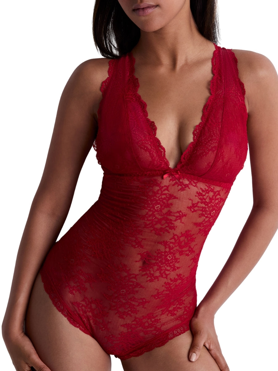 Danse Des Sens Plunge Bodysuit - Irresistible Red