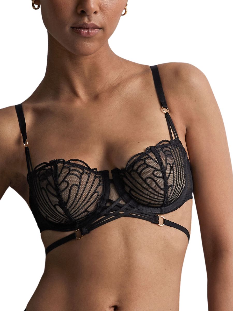 Aubade Women's L’indomptable Bra & Brief Set – Sensual Mesh Lingerie With Graphic Embroidery