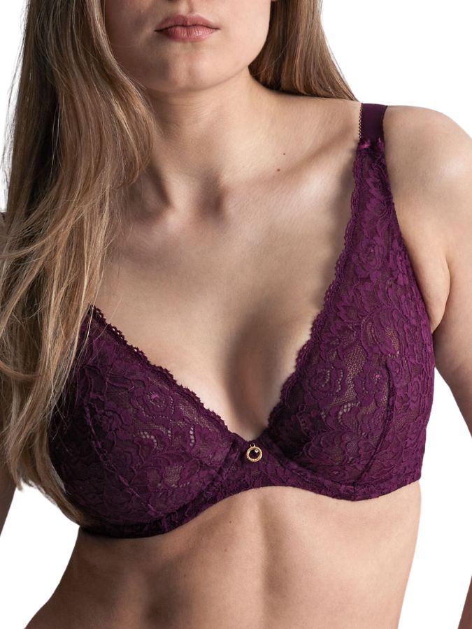 aubade rosessence comfort triangle plunge bra berry