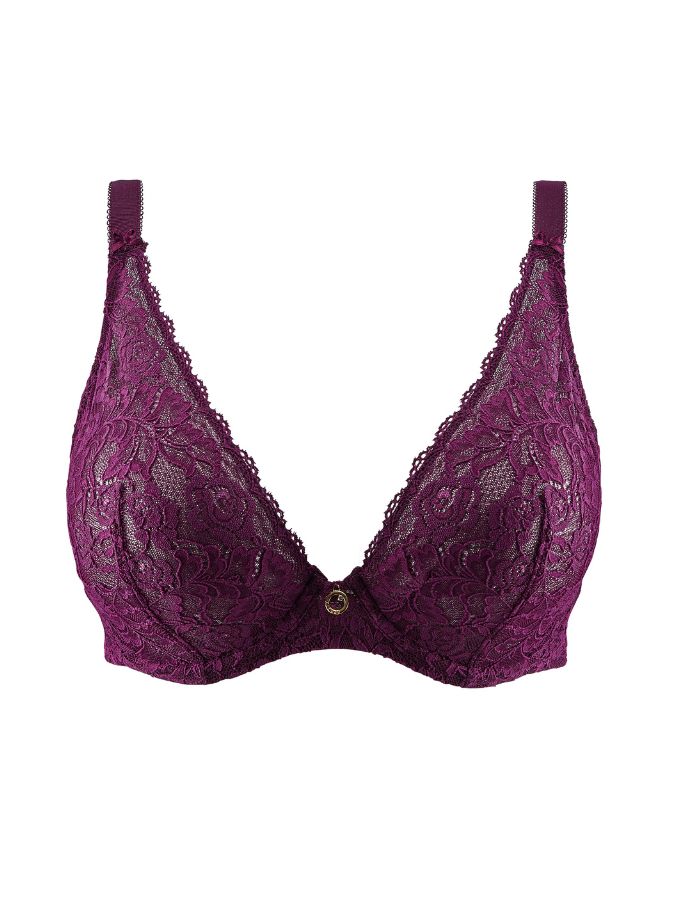 aubade rosessence comfort triangle plunge bra berry