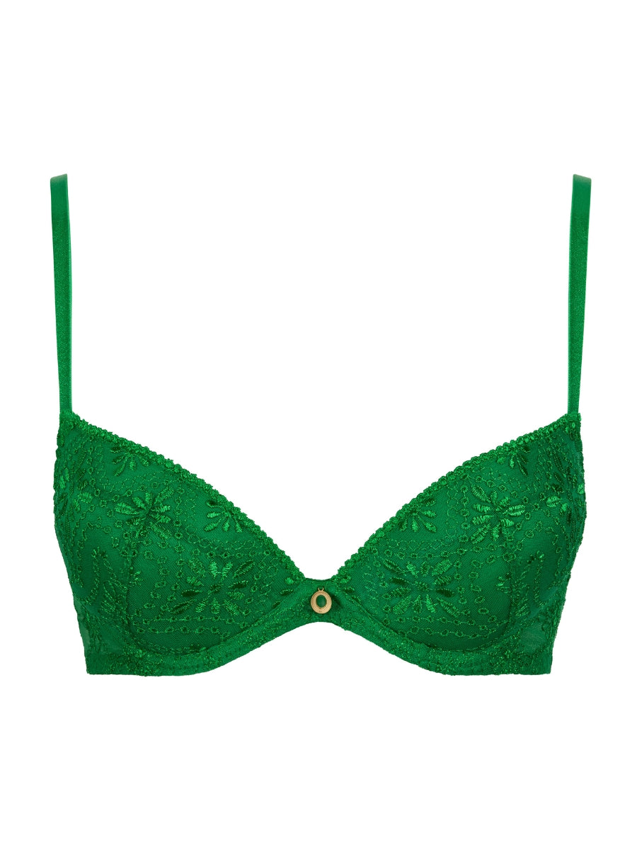 Losing My Mind Moulded Push Up Bra - Green Island