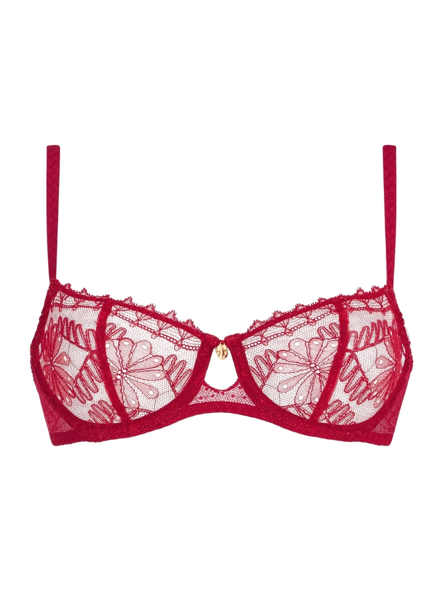 Mystery Of Love Half Cup Bra - Cherry