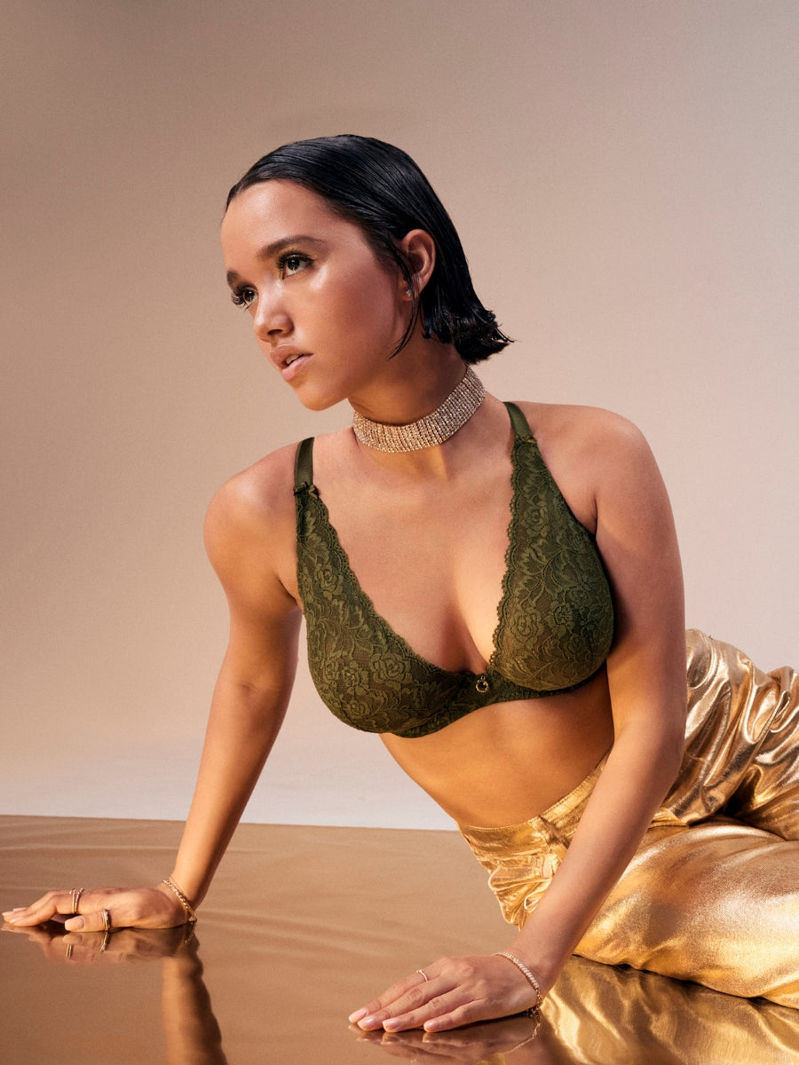Rosessence Care Triangle Plunge Bra - Moss