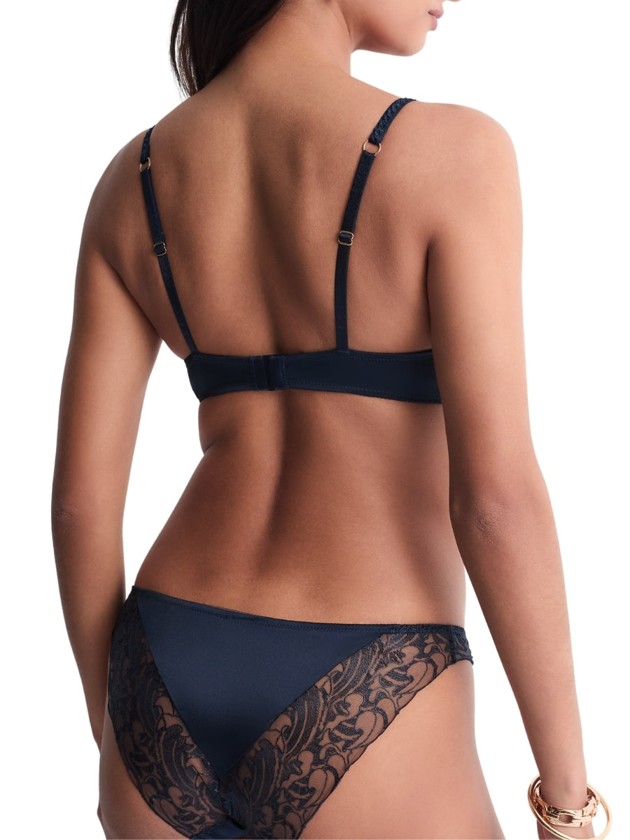 Satin Memories Triangle Plunge Bra - Deep Sea