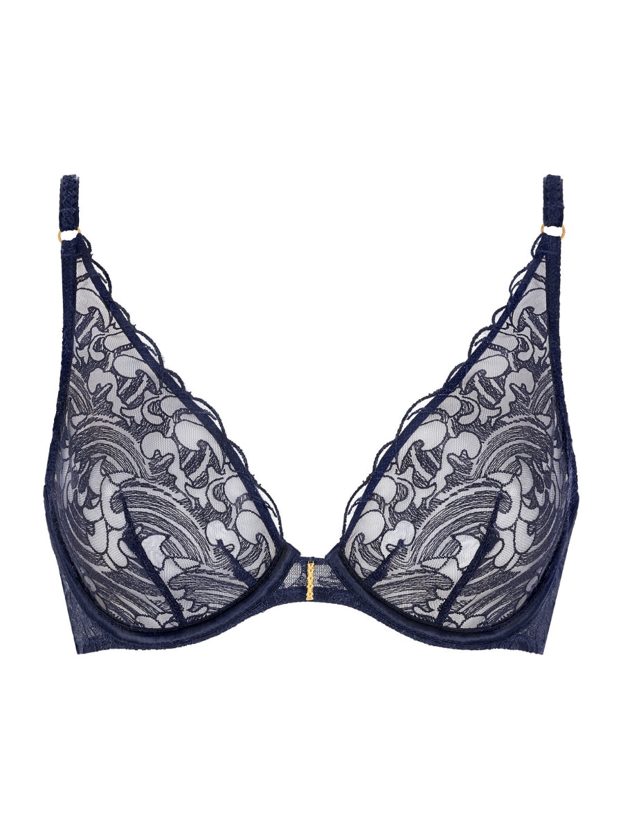 Satin Memories Triangle Plunge Bra - Deep Sea