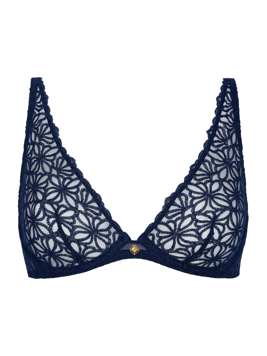 Secret Memories Ultra Low Triangle Plunge Bra - Deep Blue