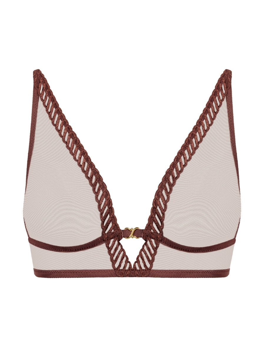 Sheer Emotion Triangle Bralette - Sepia