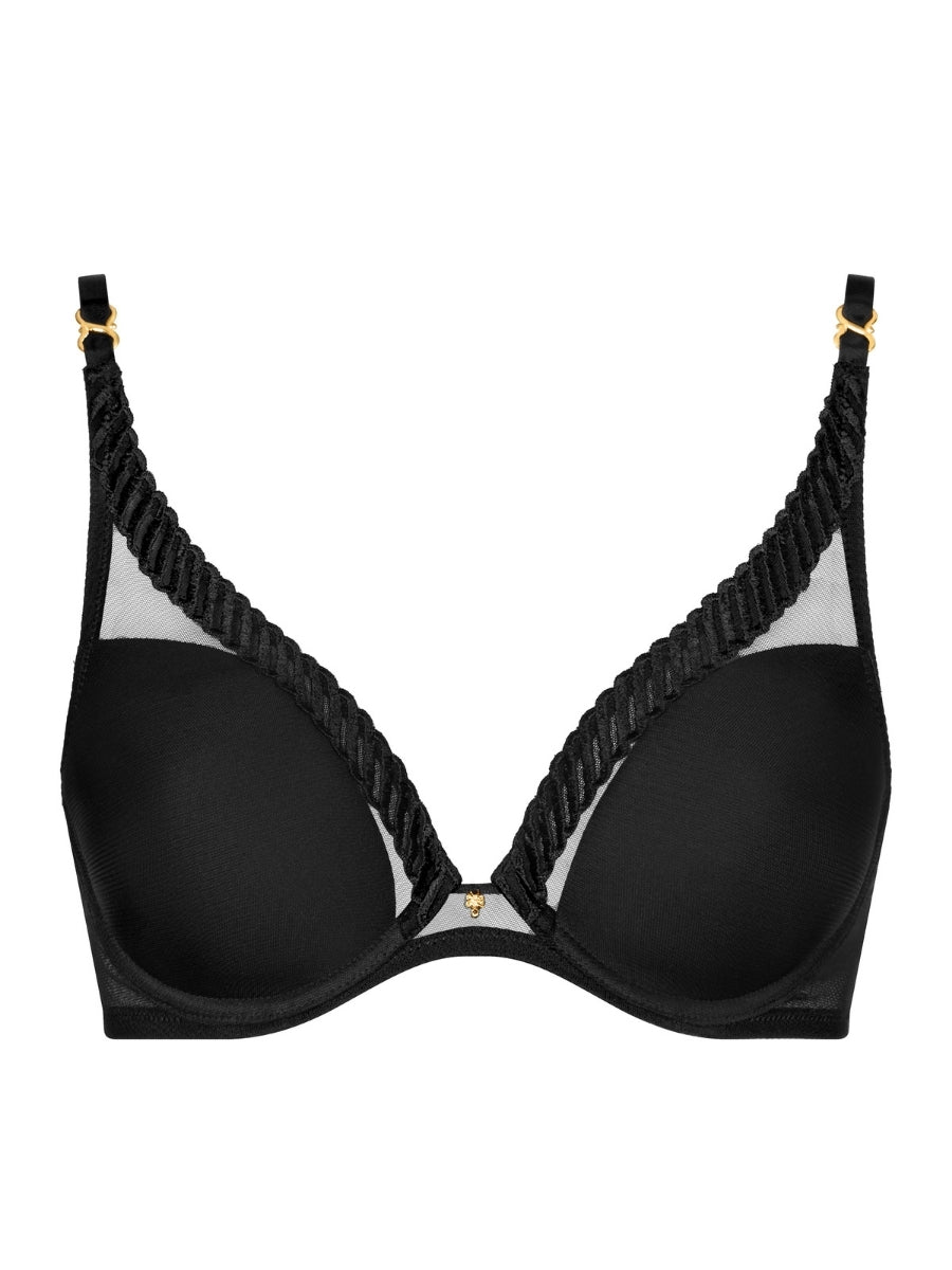 Sheer Emotion Triangle Plunge Bra - Black