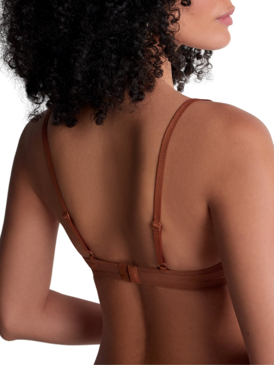 Sheer Emotion Triangle Plunge Bra - Honey