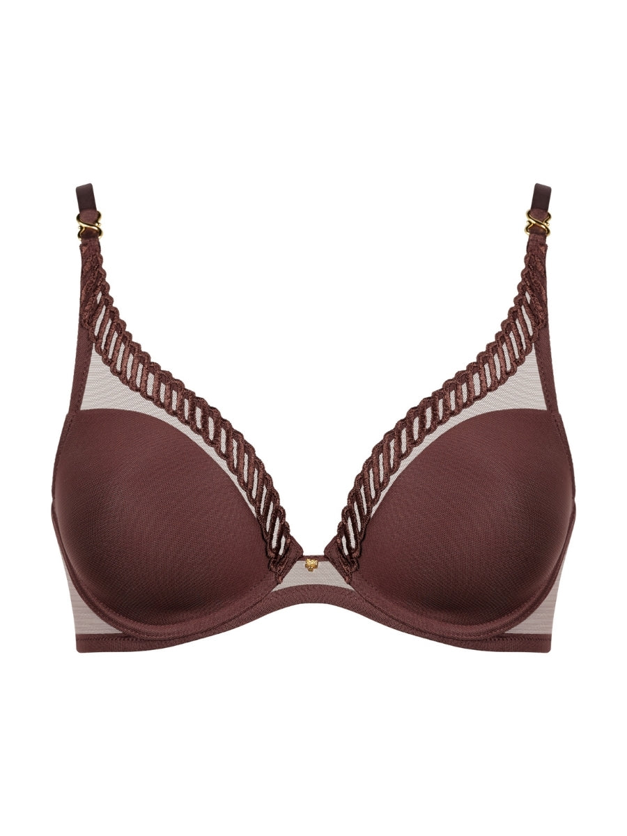 Sheer Emotion Triangle Plunge Bra - Sepia