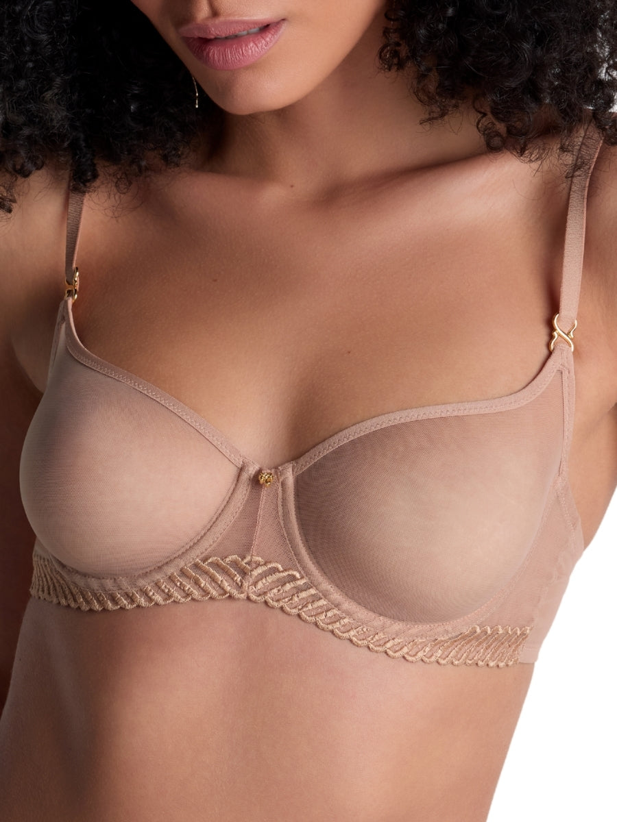 Sheer Emotion Half Cup Bra - Sand