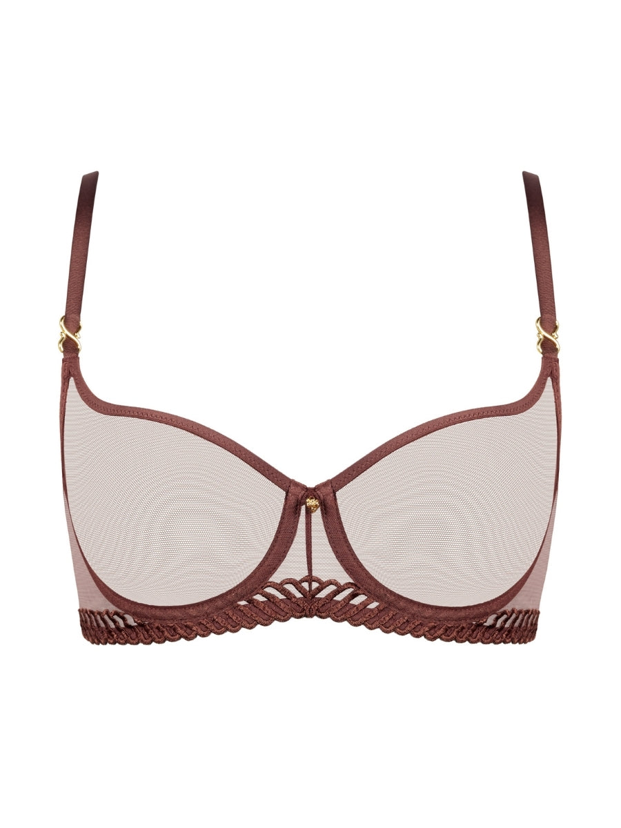 Sheer Emotion Half Cup Bra - Sepia