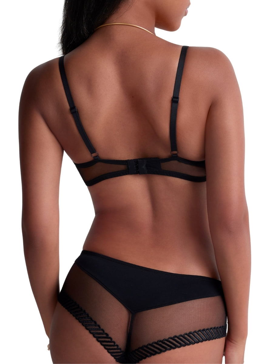 Sheer Emotion Moulded Push-Up Bra - Black