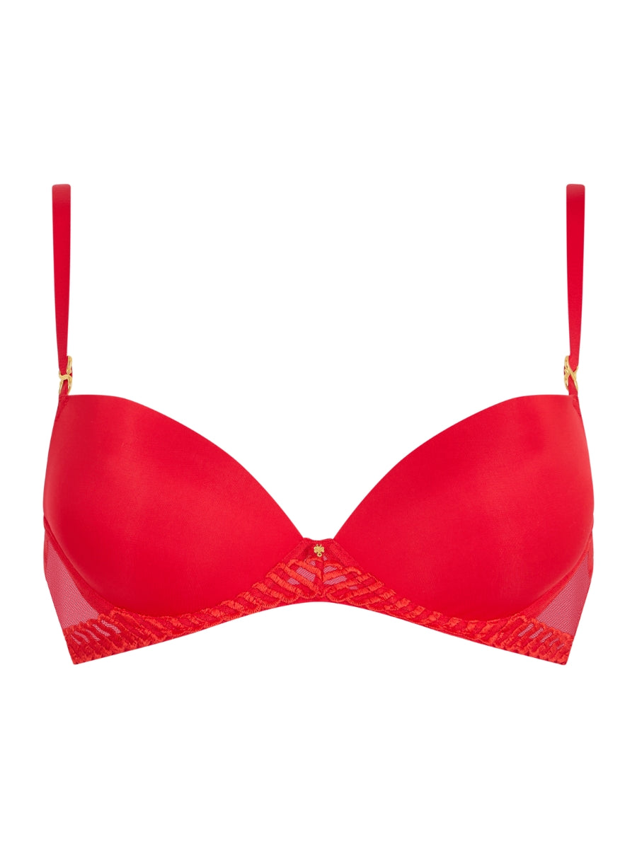 Sheer Emotion Moulded Push-Up Bra - Diva Red