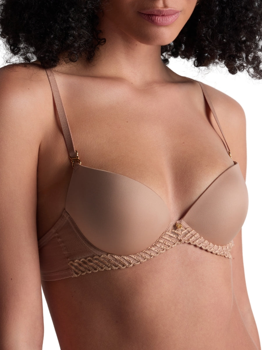 Sheer Emotion Moulded Push-Up Bra - Sand