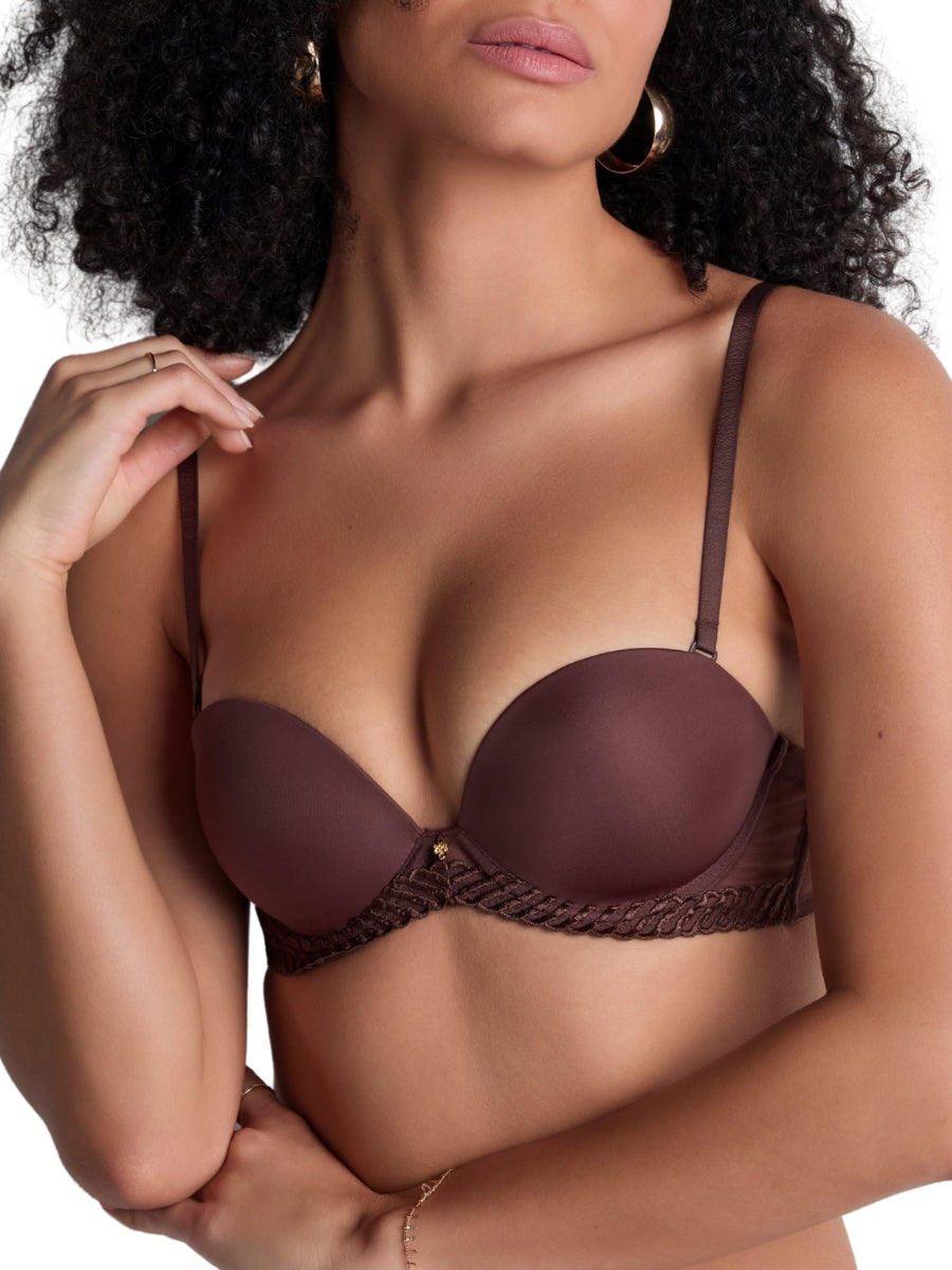 Sheer Emotion Moulded Strapless Bra - Sepia