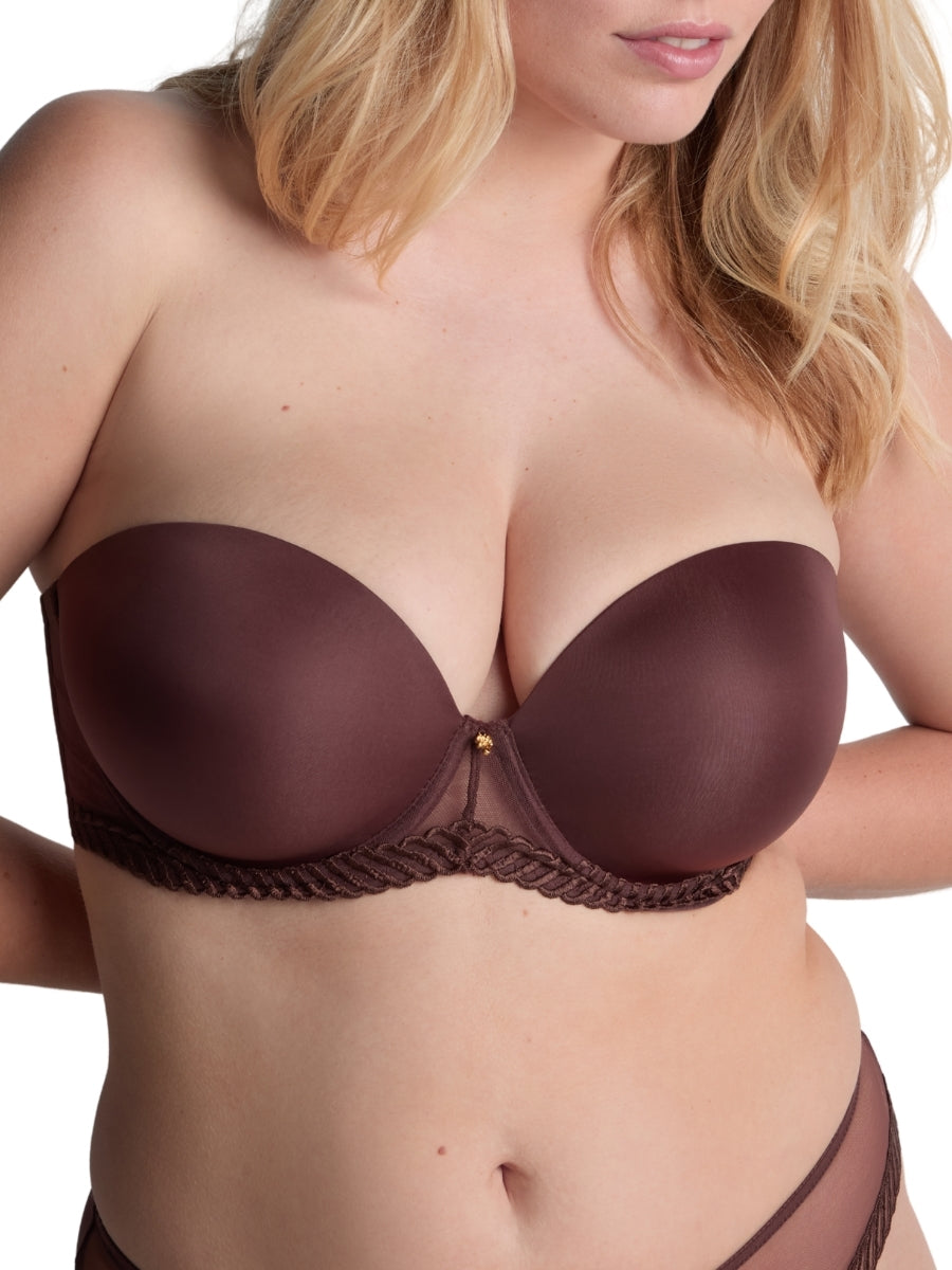 Sheer Emotion Moulded Strapless Bra - Sepia