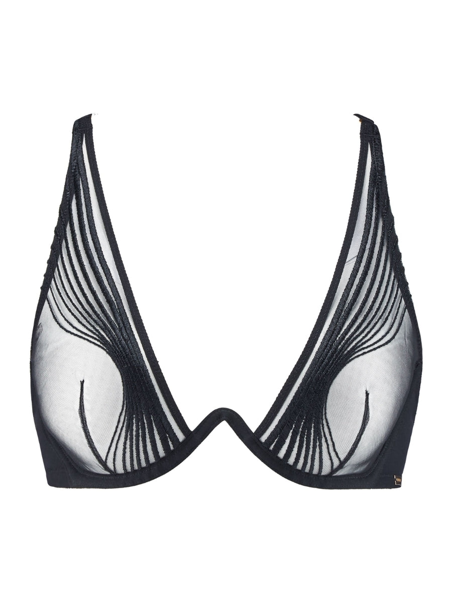 Sumptuous Waves Single Wire Plunge Bra - Smoky Attraction