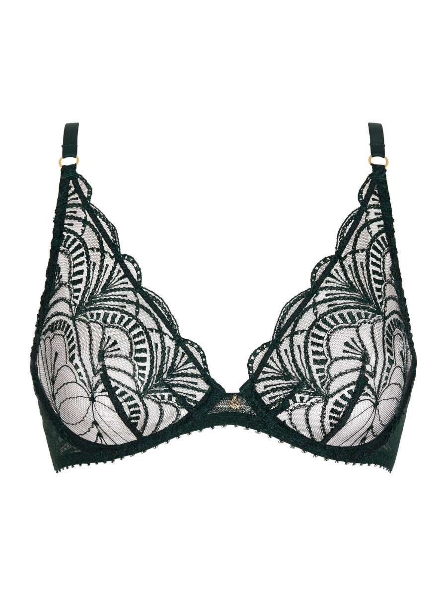 Vibes Triangle Plunge Bra - Mysterious Green