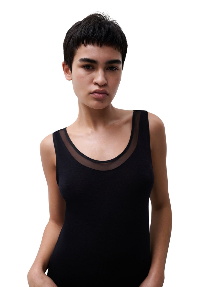 Juliana Thermal Tank Top - Black