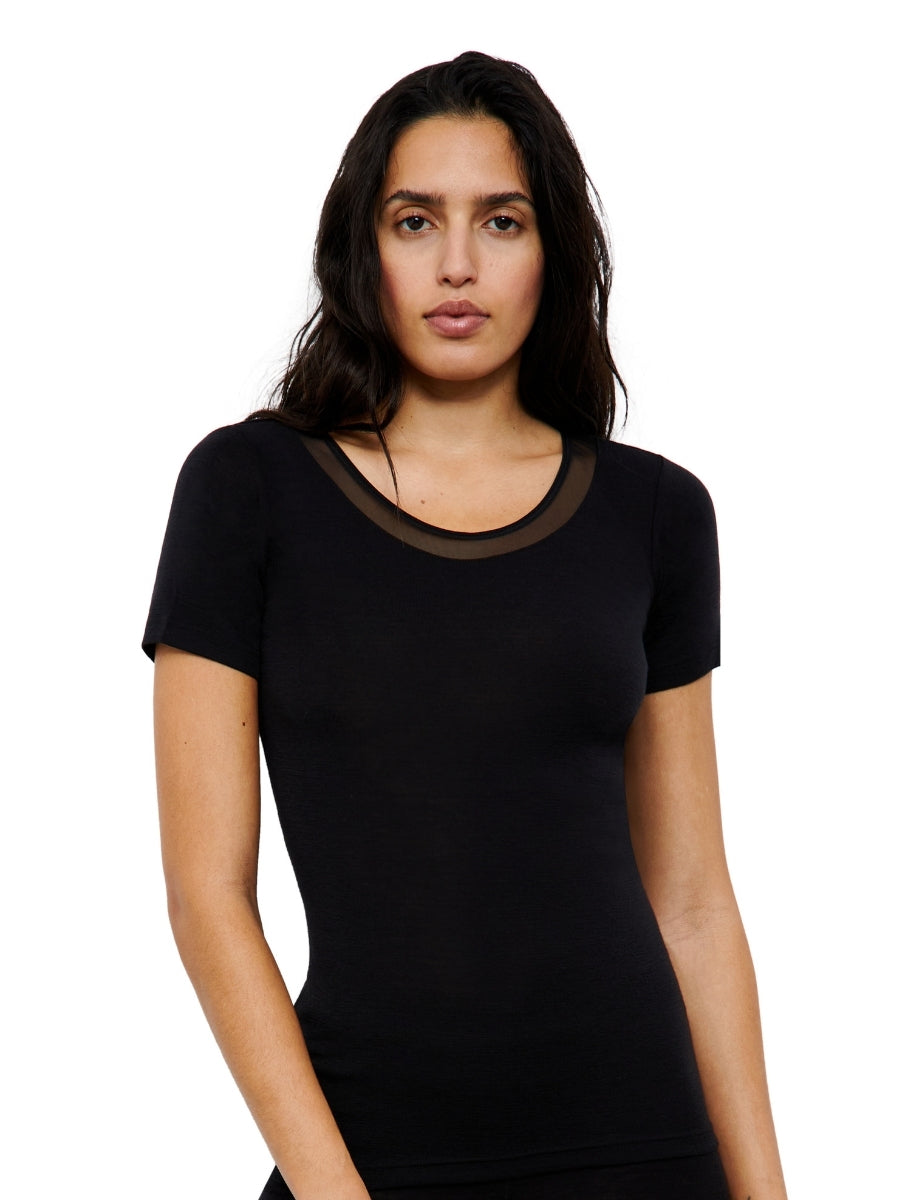 Juliana Thermal Short Sleeved T-Shirt - Black
