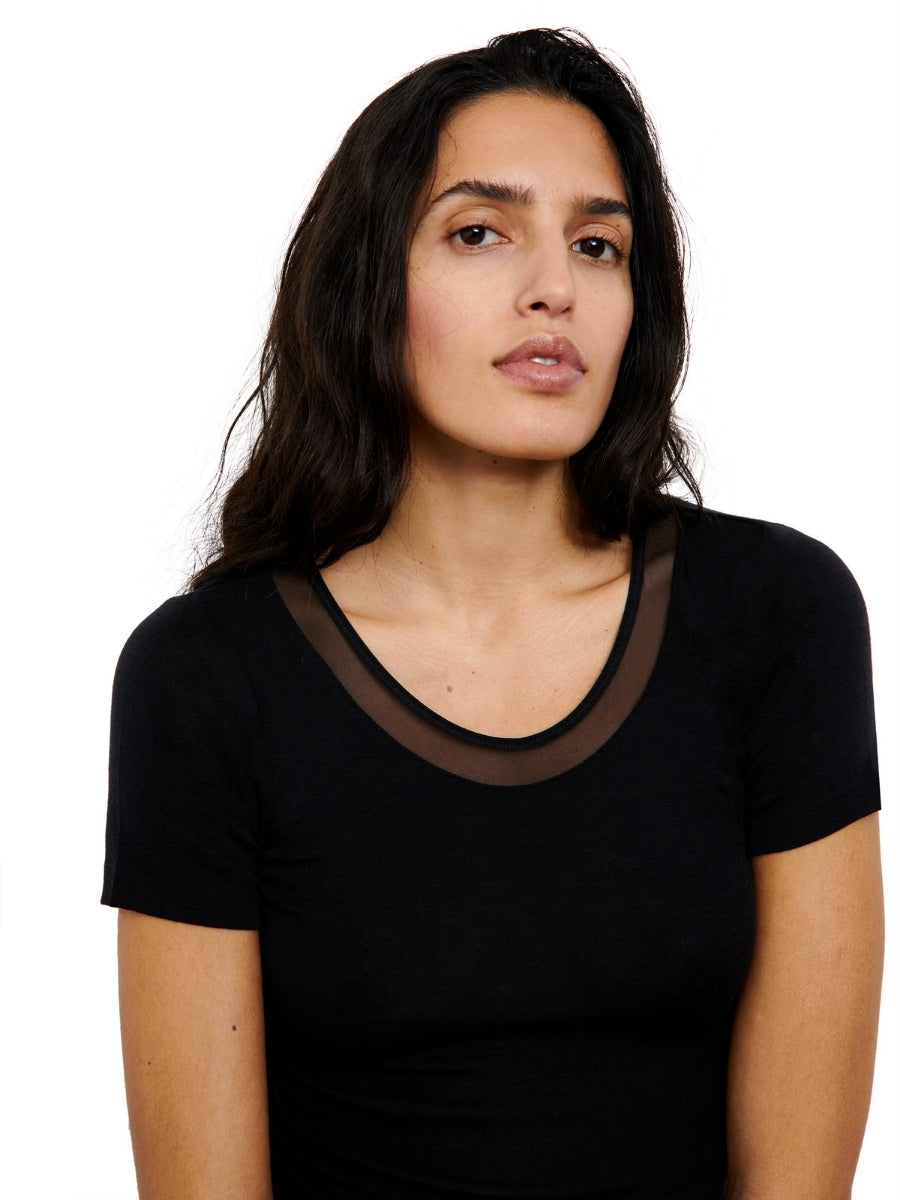 Juliana Thermal Short Sleeved T-Shirt - Black