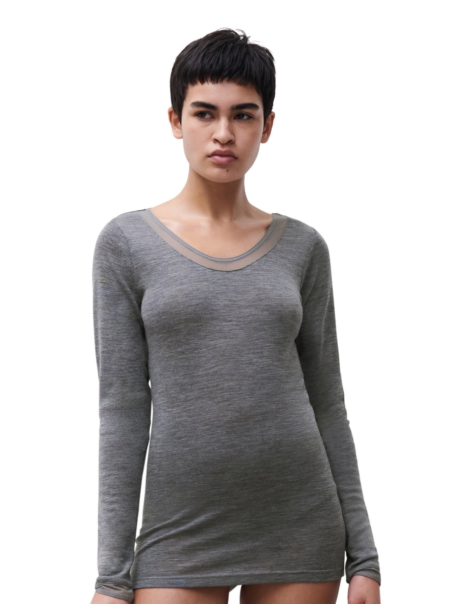 Juliana Thermal Long Sleeved T-Shirt - Heather Grey