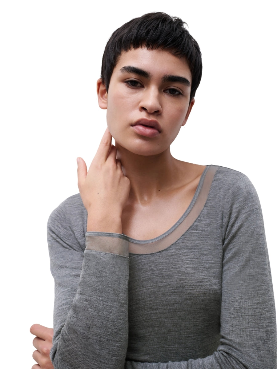 Juliana Thermal Long Sleeved T-Shirt - Heather Grey