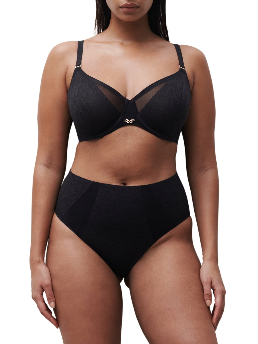 Pure Lace Covering Moulded Bra - Black