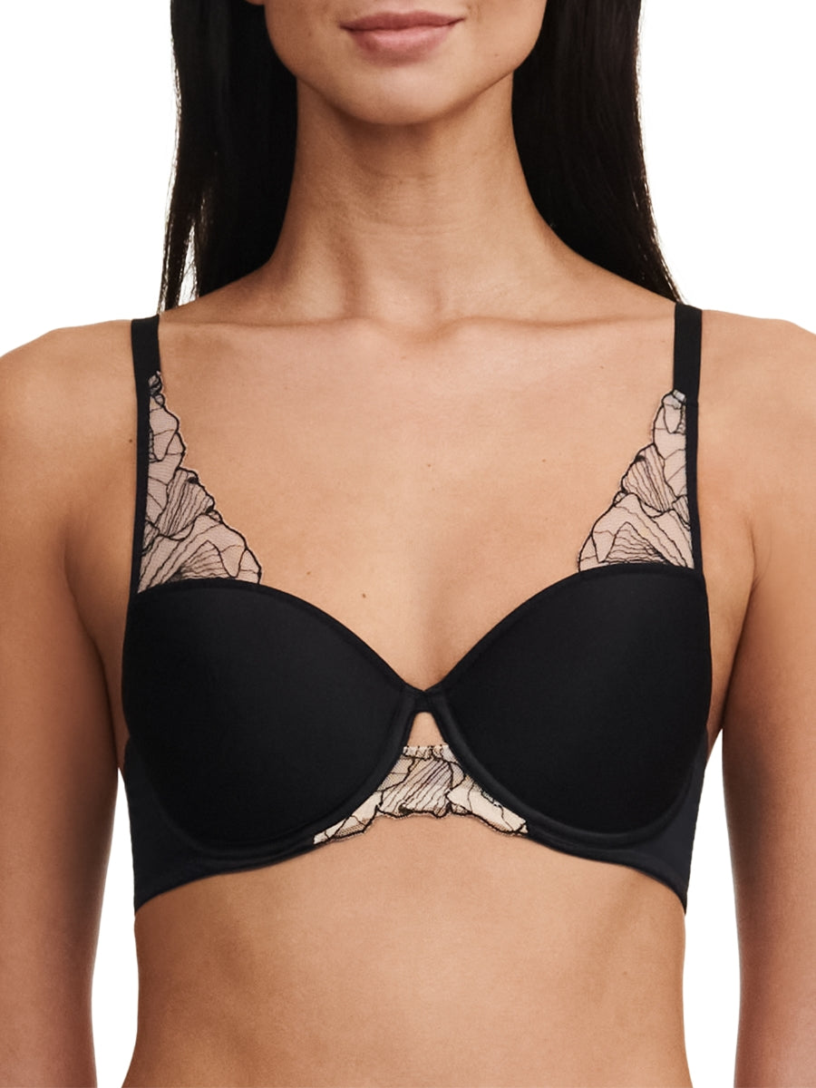 Tattoo Love Half Cup Memory Foam T-Shirt Bra - Black/Golden Beige
