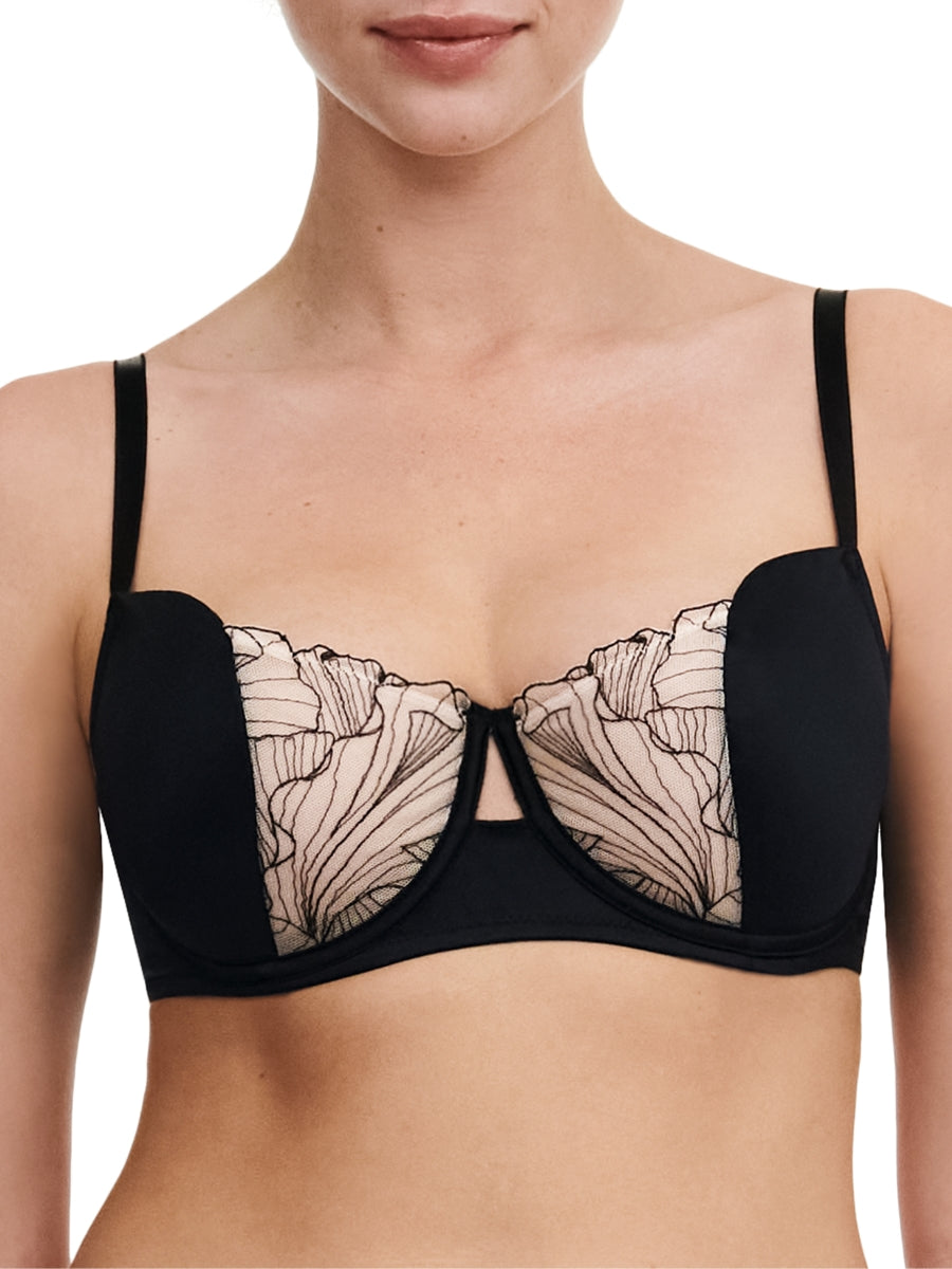 Tattoo Love Half Cup Bra - Black/Golden Beige