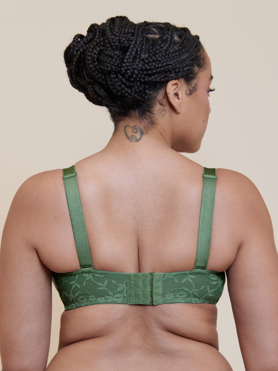 All Night Lace Scooped Balcony Bra - Dusky Green