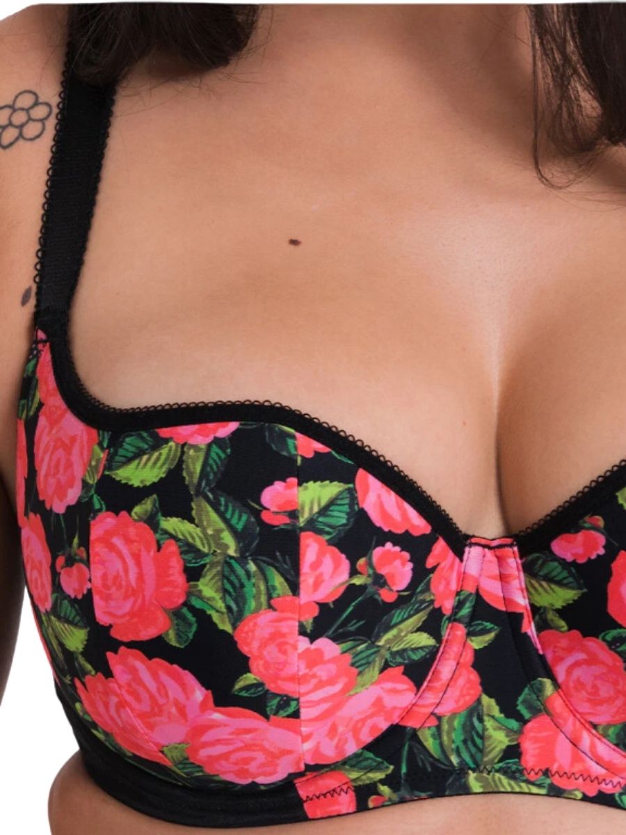 Boost In Bloom Padded Balcony Bra - Print Mix Black