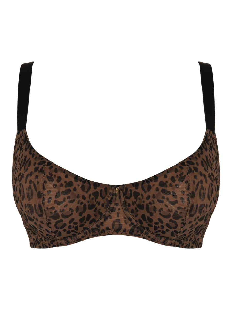 Cool Cat Scooped Balcony Bra - Leopard Brown