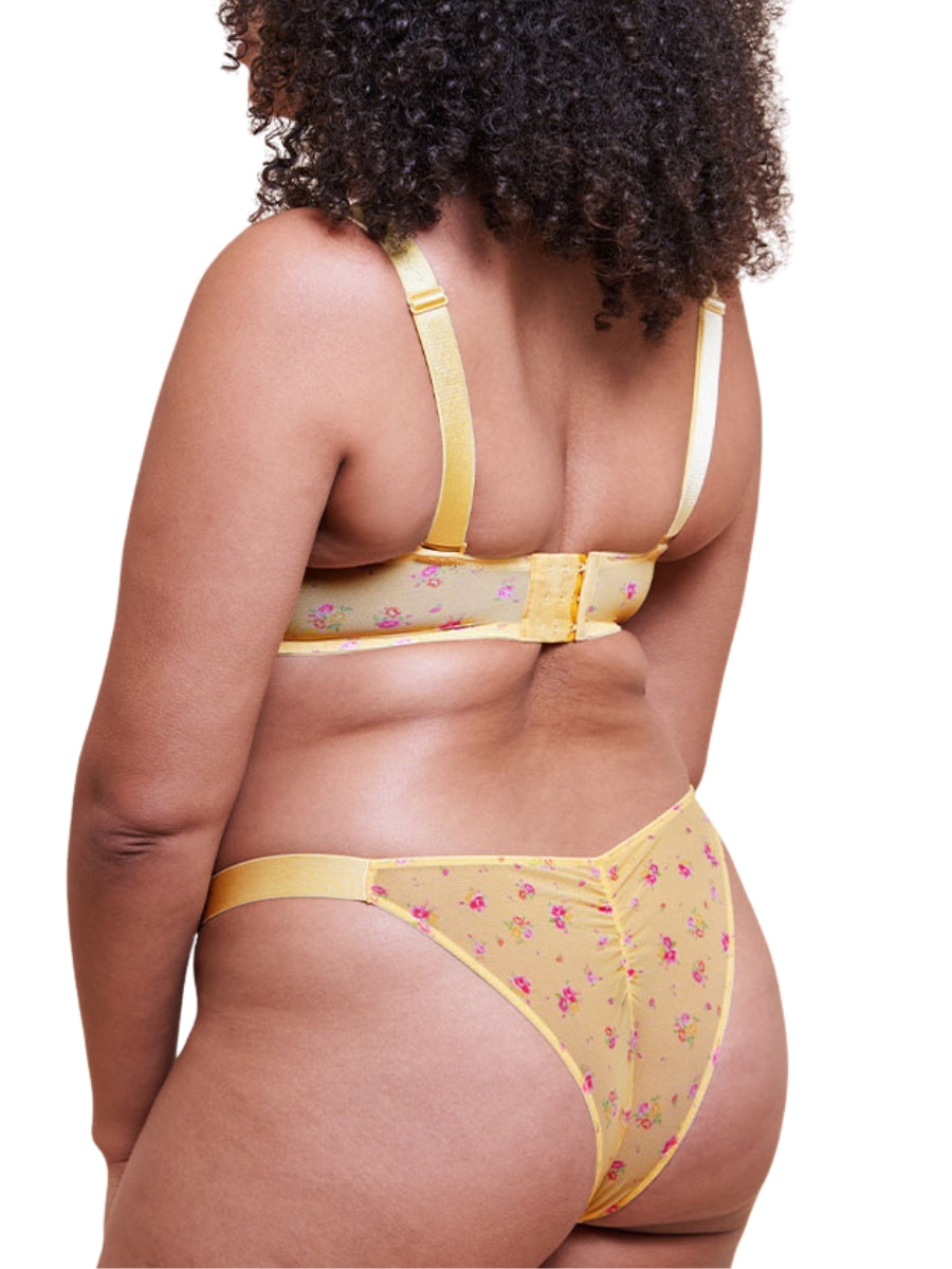 Cool Cat Scooped Balcony Bra - Yellow Floral