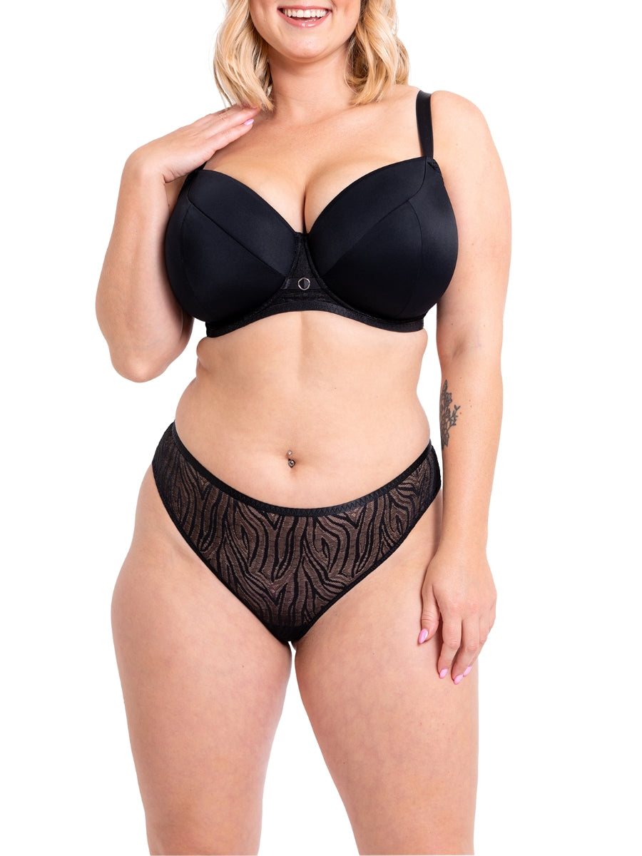 Daze Padded T-Shirt Balcony Bra - Black
