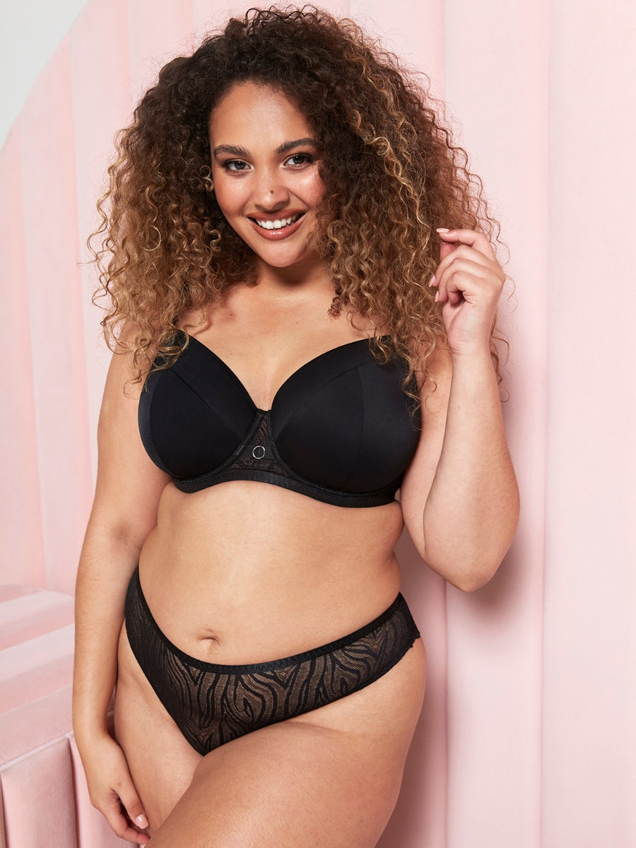 Daze Padded T-Shirt Balcony Bra - Black