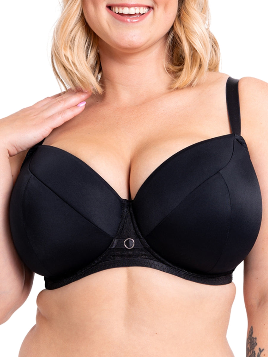 Daze Padded T-Shirt Balcony Bra - Black