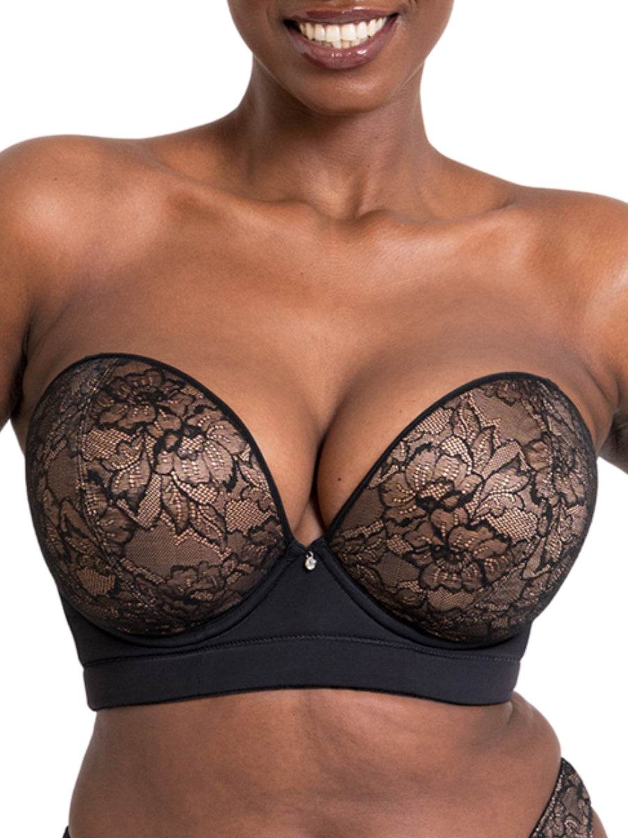 Hey Girls SuperPlunge Strapless Bra - Black/Latte