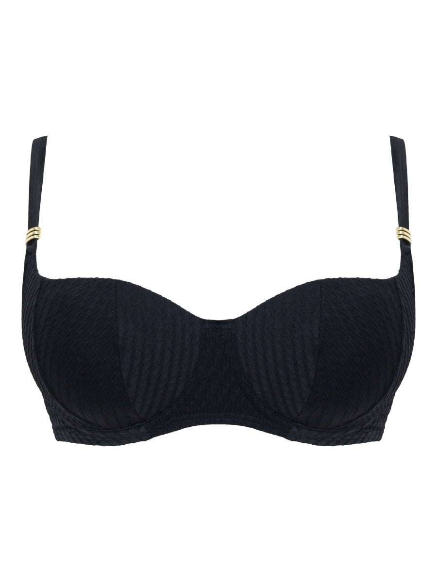 Jet Set Padded Balcony Bikini Top - Black