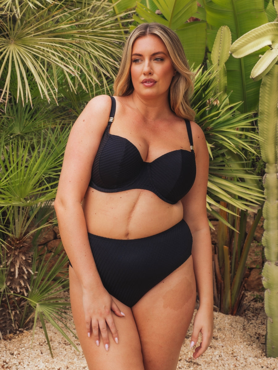 Jet Set Padded Balcony Bikini Top - Black