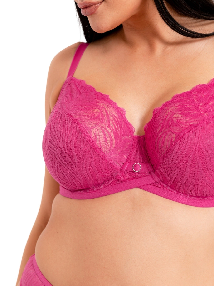 Lace Daze Balcony Bra - Lipstick Pink