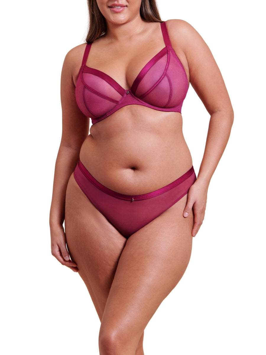 Lightstyle Sheer Plunge Bra - Berry Purple