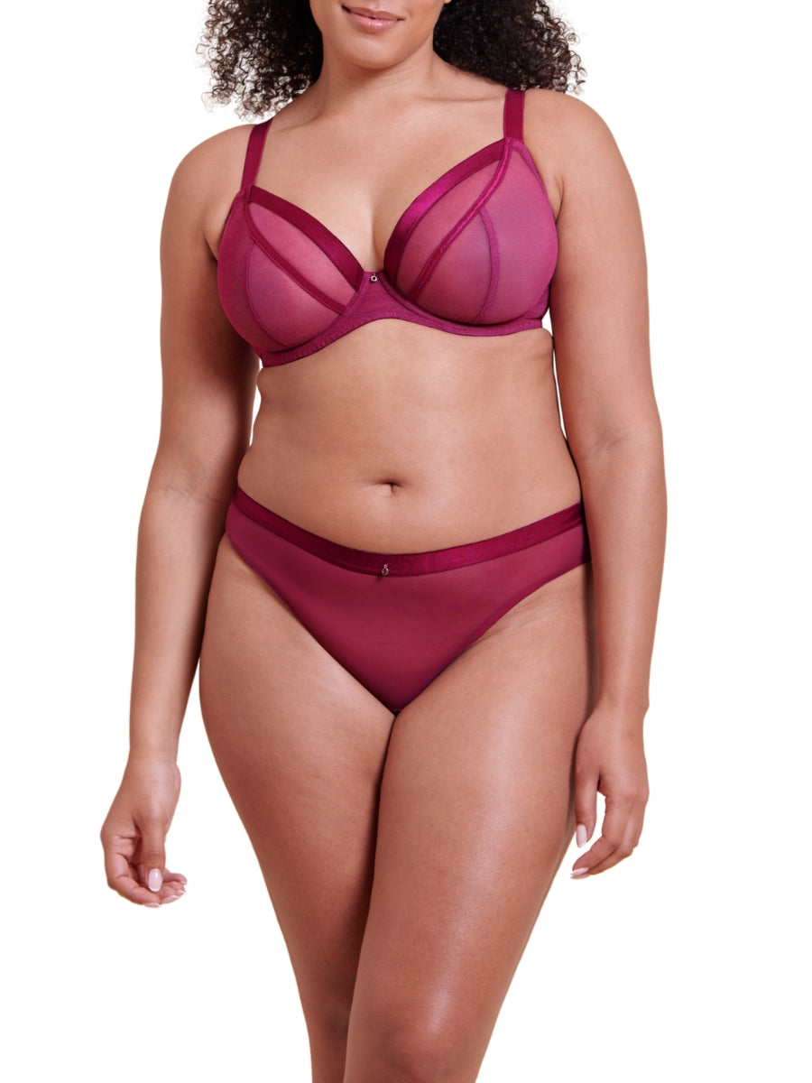 Lightstyle Sheer Plunge Bra - Berry Purple