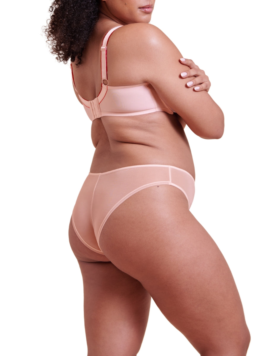 Lightstyle Scallop Sheer Plunge Bra - Blush Pink