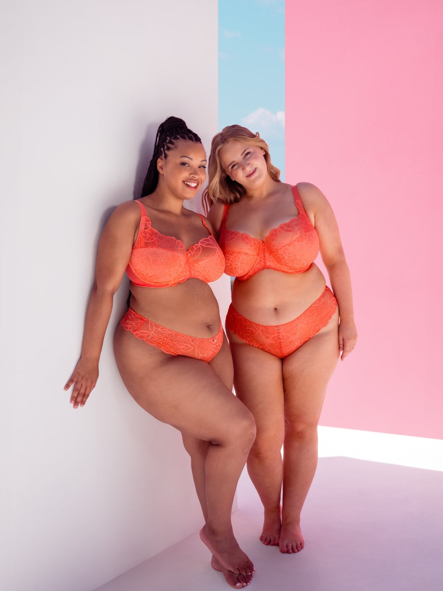 Lovelace Full Cup Side Support Bra - Coral