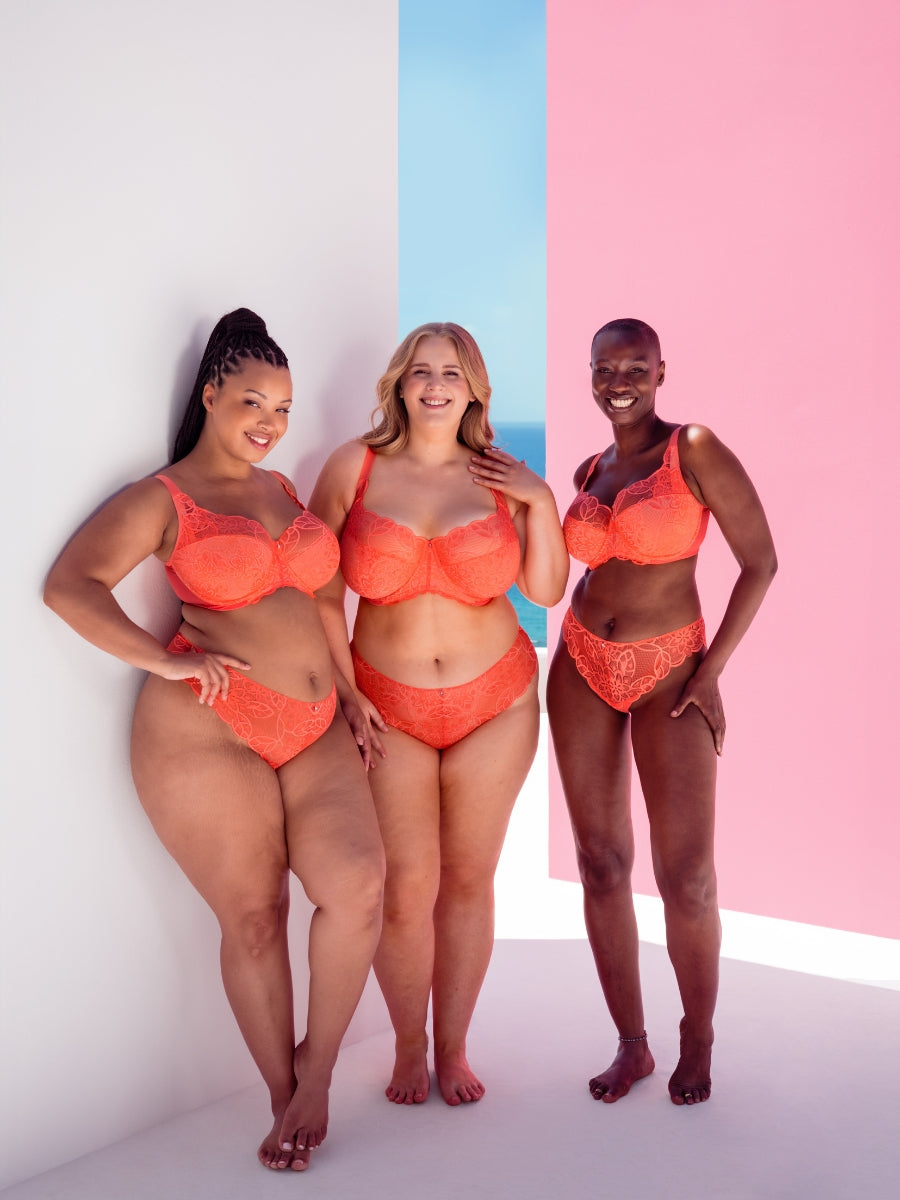 Lovelace Full Cup Side Support Bra - Coral