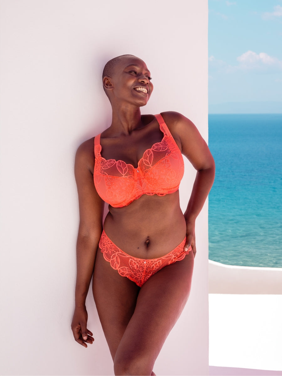 Lovelace Full Cup Side Support Bra - Coral