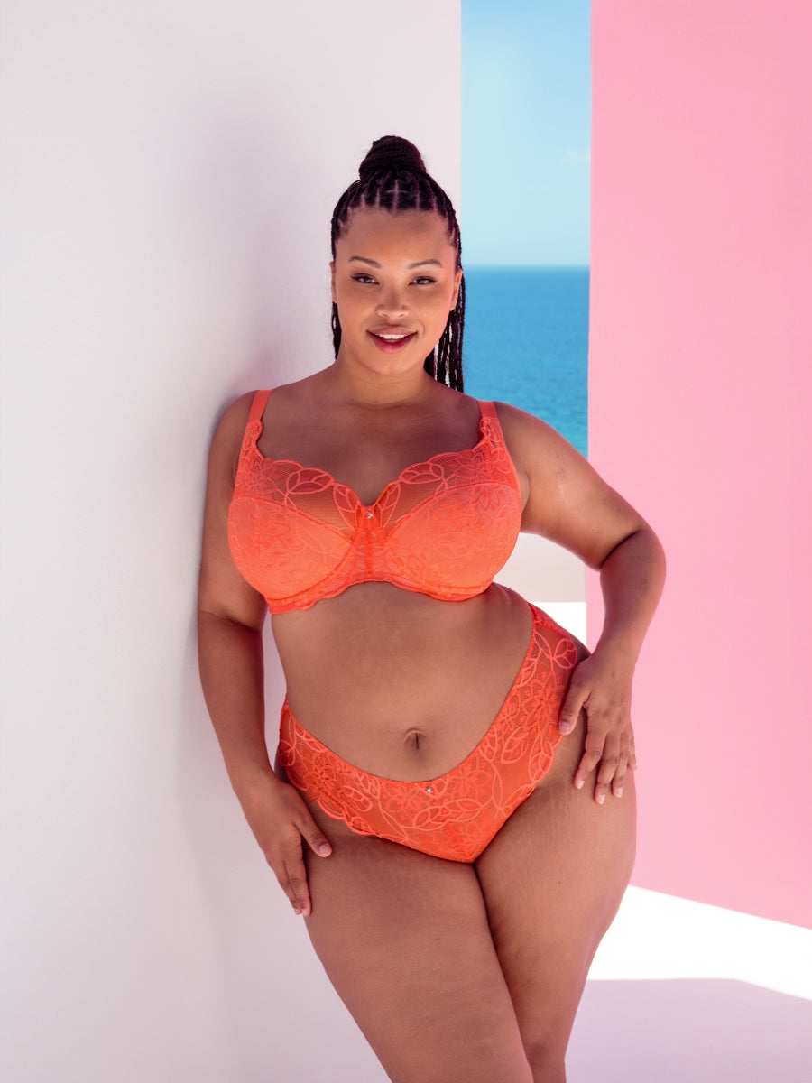 Lovelace Full Cup Side Support Bra - Coral
